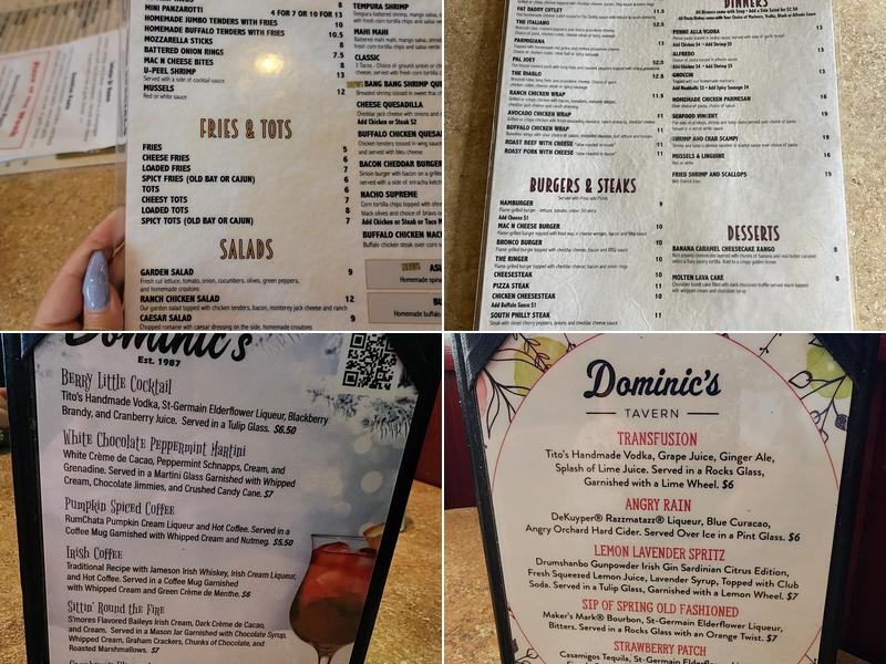Dominics Tavern Menu