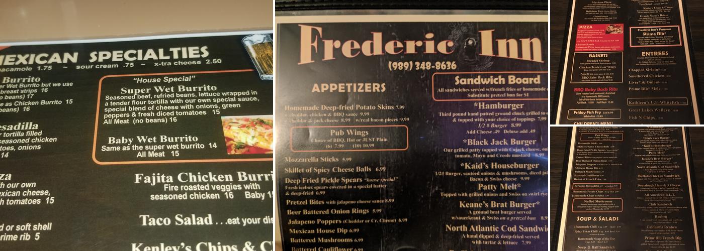Frederic inn Menu