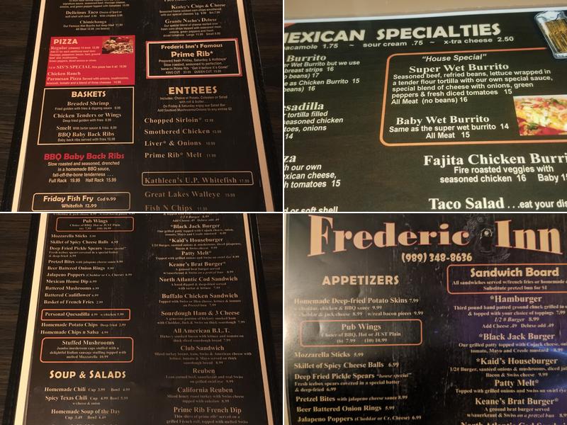 Frederic inn Menu