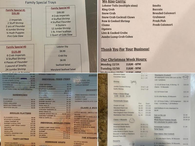 Dom's Seafood Menu