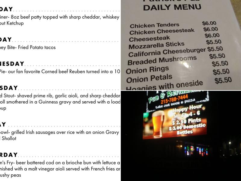 Patrick's Pub & Restaurant Menu