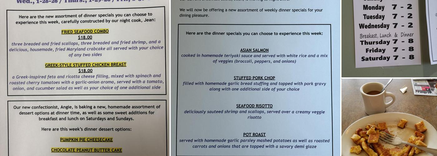 Raine’s Restaurant Menu