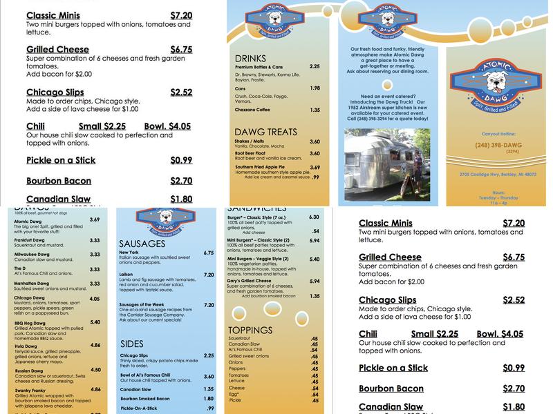 Atomic Dawg Menu