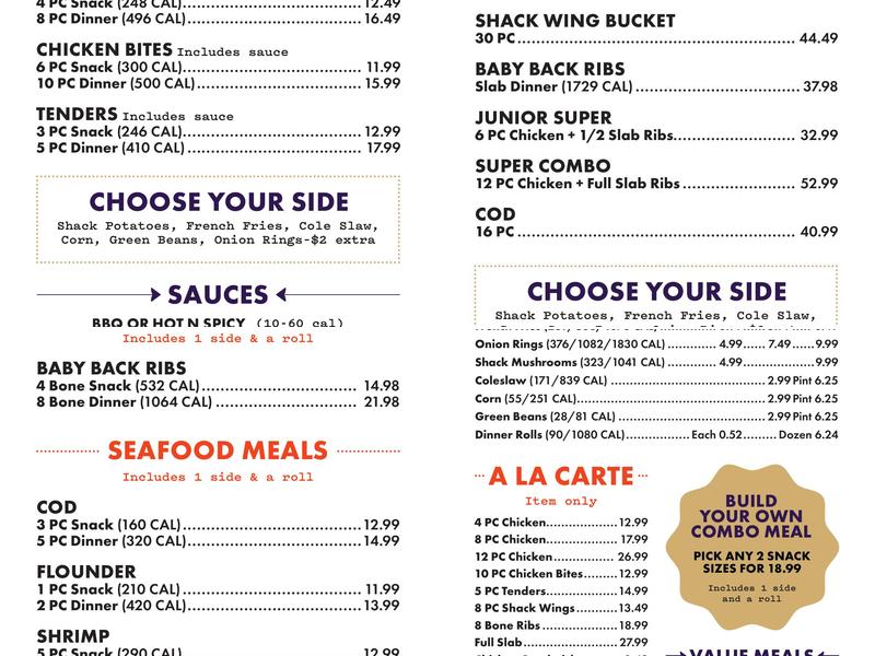 Chicken Shack Woodward Menu