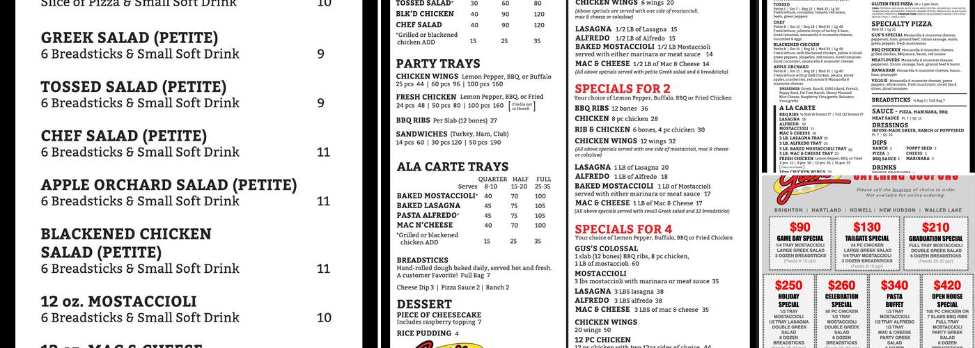 Gus's Carry Out Menu