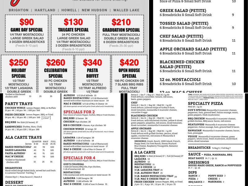 Gus's Carry Out Menu