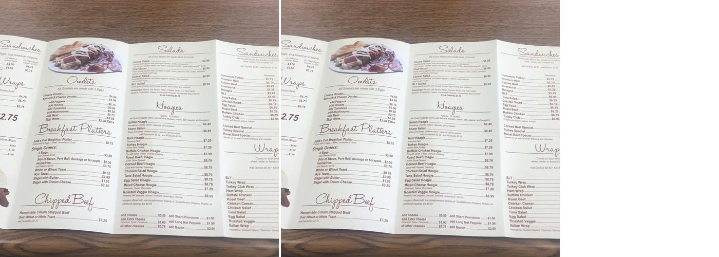 Julia's On the Go Menu