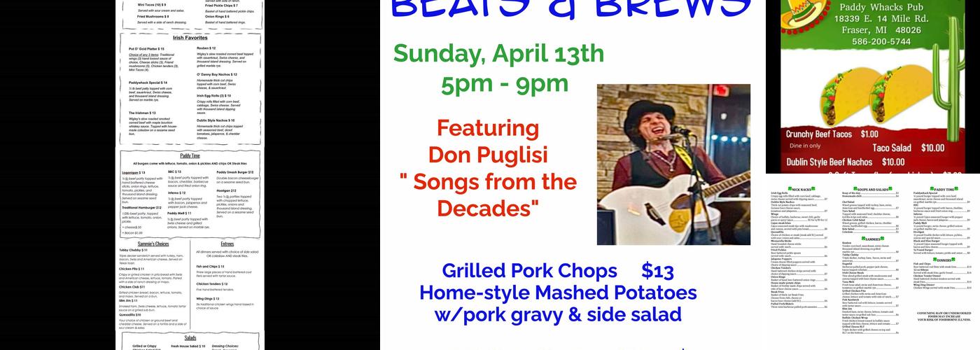 Paddy Whacks Pub Menu