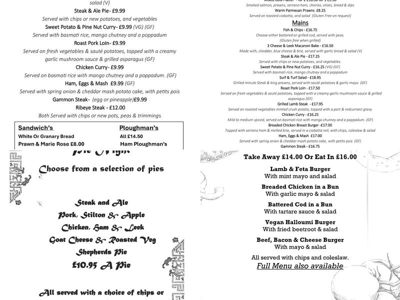 The Orchard Inn Menu