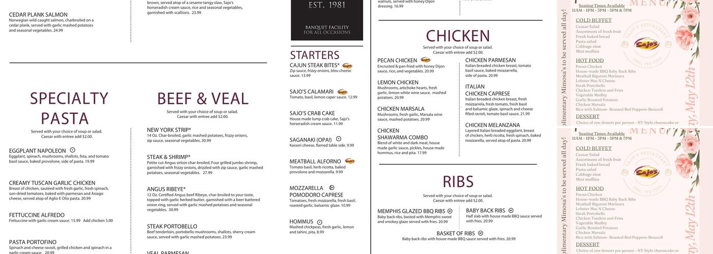 Sajos Of Clinton Menu