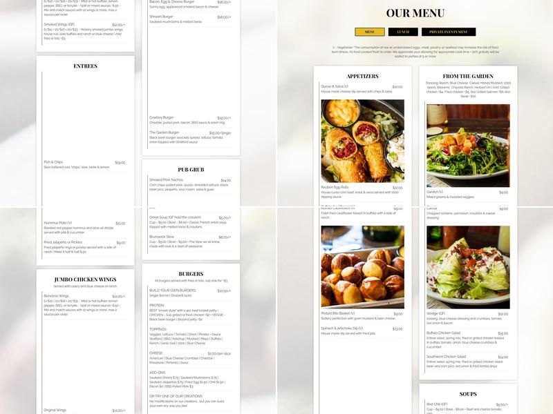 The Stratford Pub Menu