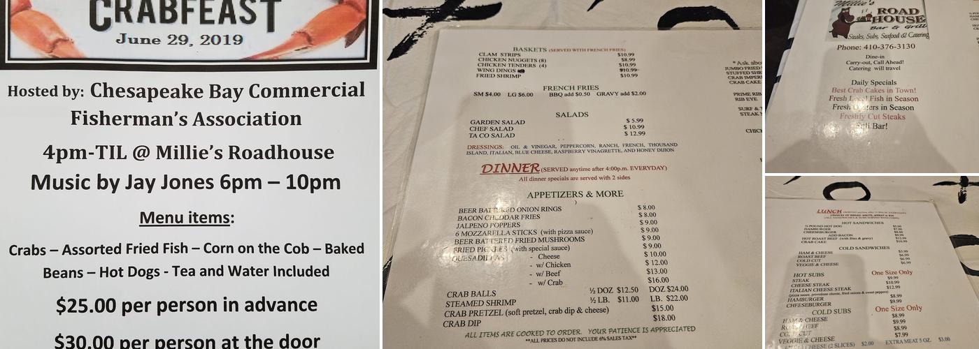 Millie's Road House Bar Menu