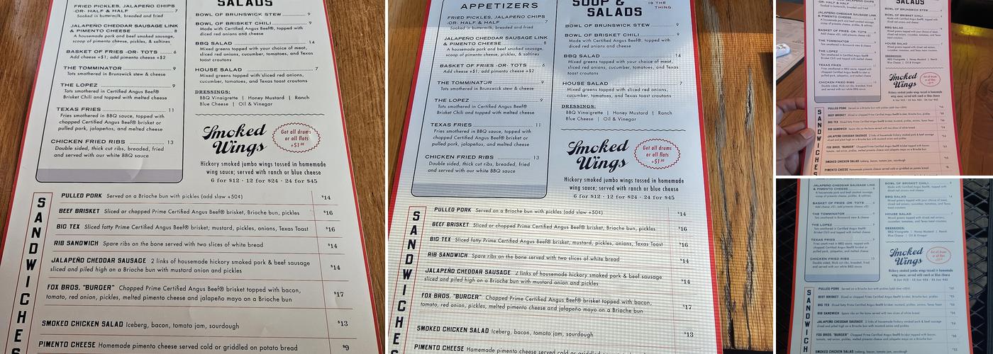 Fox Bros Bar-B-Q Menu