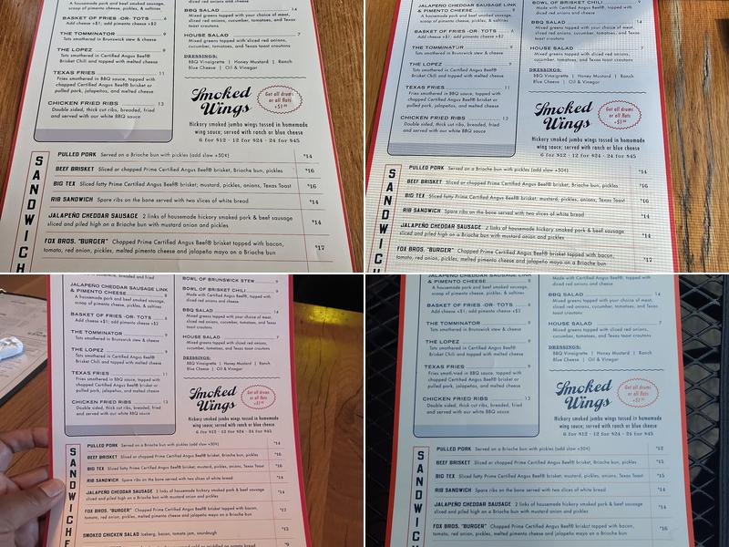 Fox Bros Bar-B-Q Menu