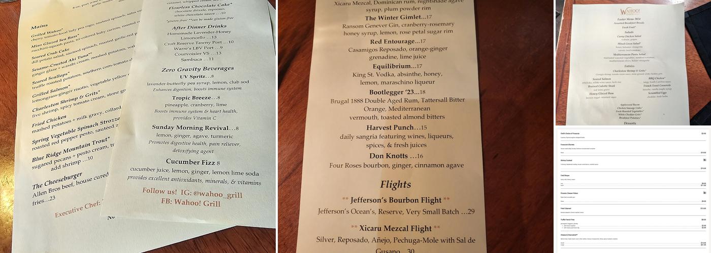 Wahoo! Grill Menu