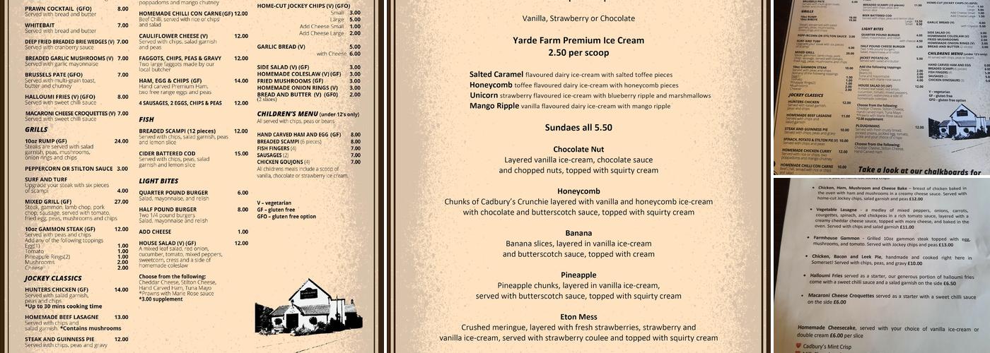 Horse and Jockey Inn Menu