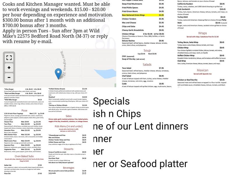Wild Mike's Menu