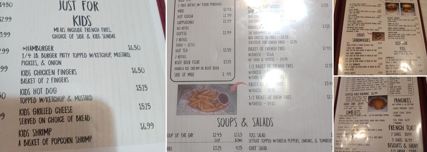 Speeds Coffee Shop Menu