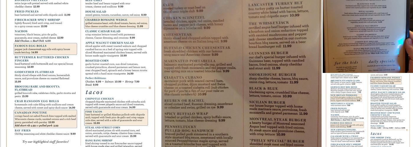 New Britain Inn Menu