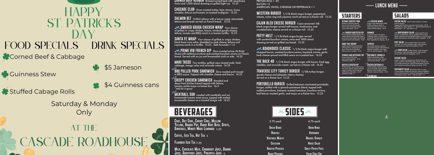 Cascade Roadhouse Menu