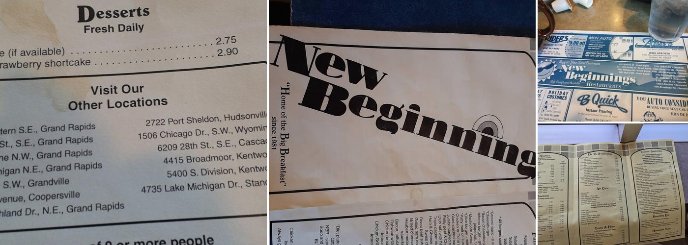 New Beginnings Restaurant Menu