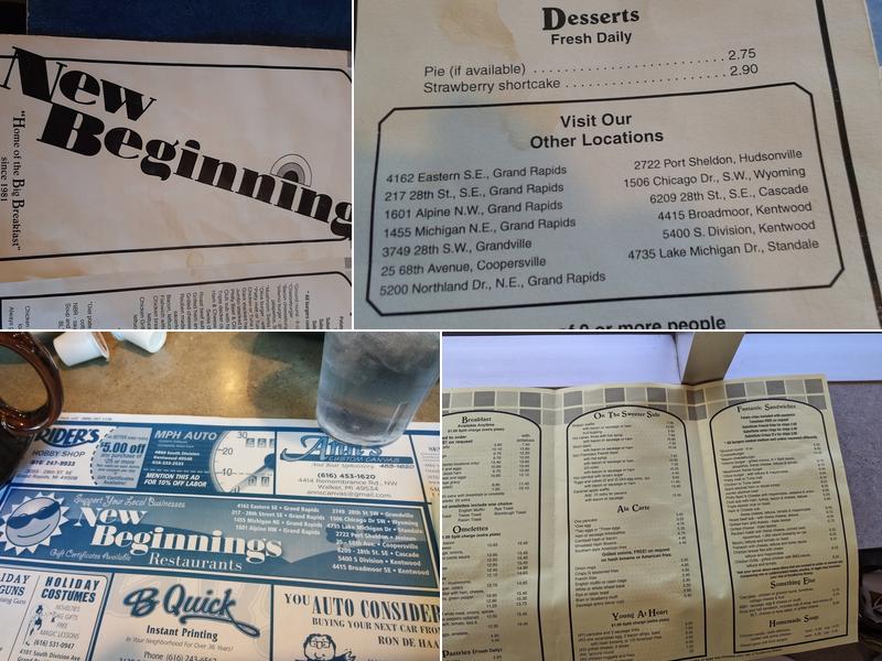 New Beginnings Restaurant Menu