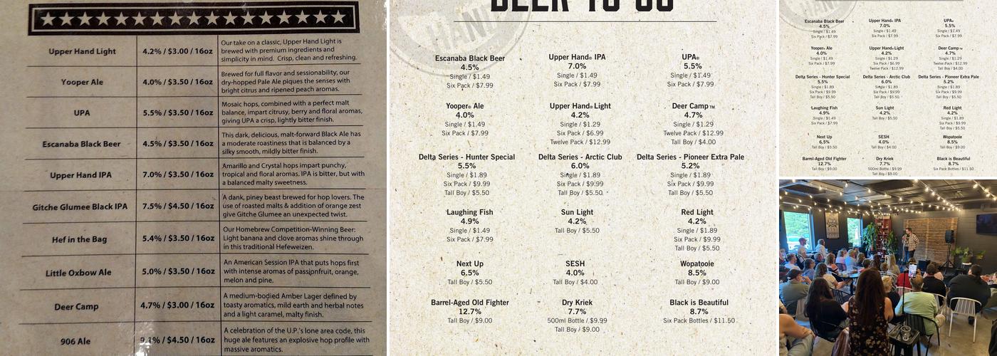 Upper Hand Brewery Menu