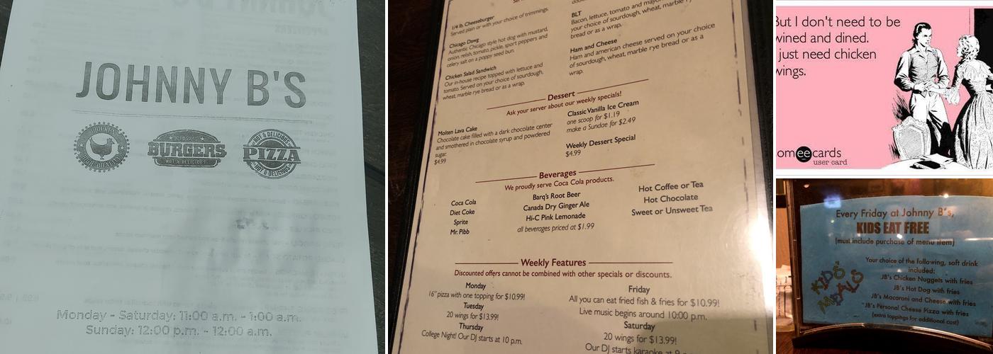 Johnny B's Menu