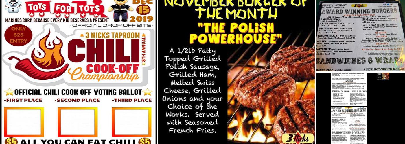 3 Nicks Tap Room Menu