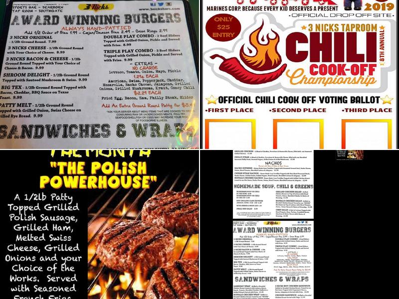 3 Nicks Tap Room Menu