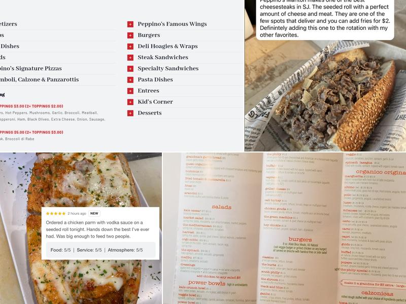 Peppinos Pizza and Trattoria Menu