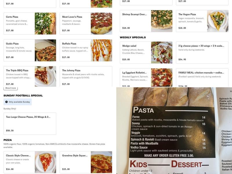 Tiga's Artisan Pizzeria Menu