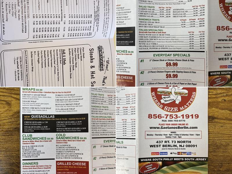 Gaetanos West Berlin Menu