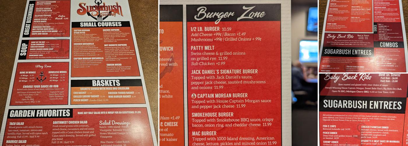 Sugarbush Tavern Menu
