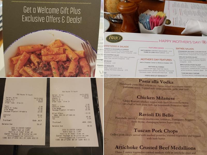 Brio Italian Grille Menu