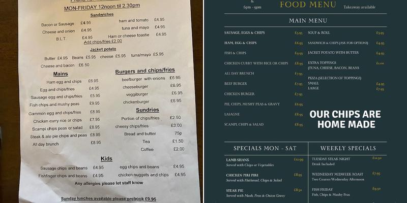 The Kings Arms Menu