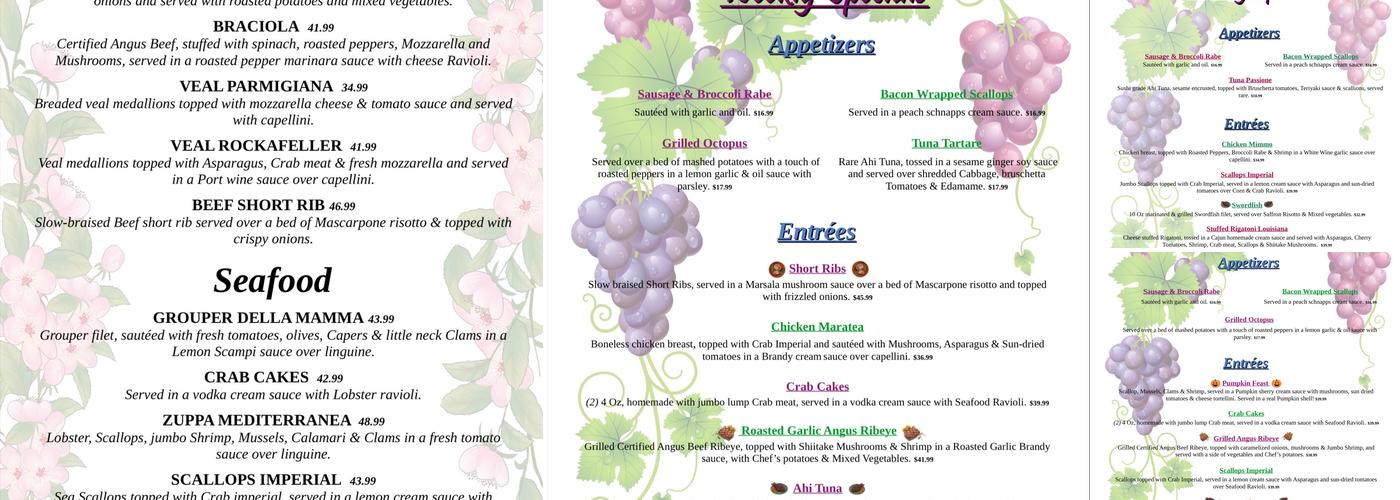 Tarantella Menu