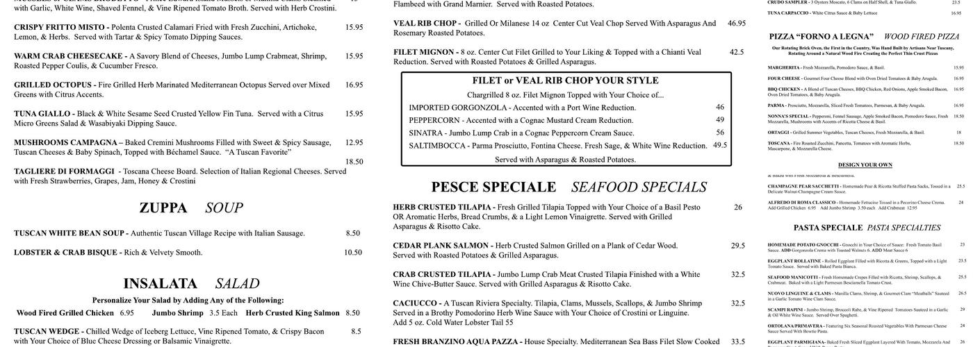 Toscana Menu