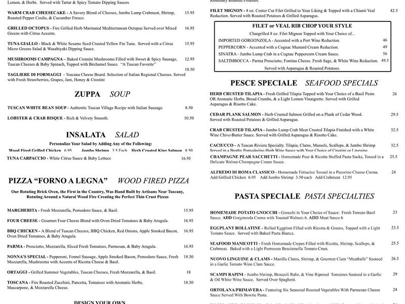 Toscana Menu