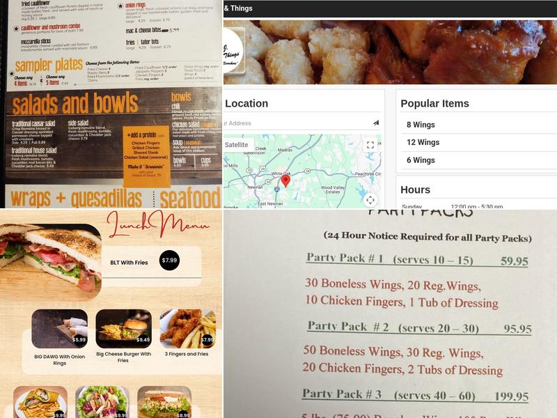 H.J. Wings & Things Summergrove-Newnan Menu