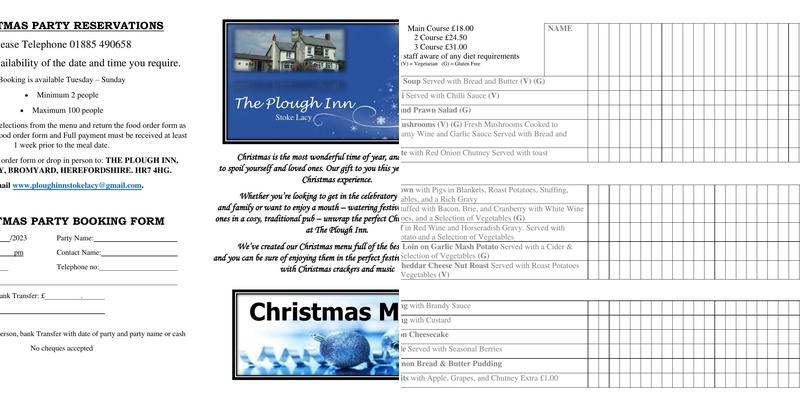 The Plough Inn Menu