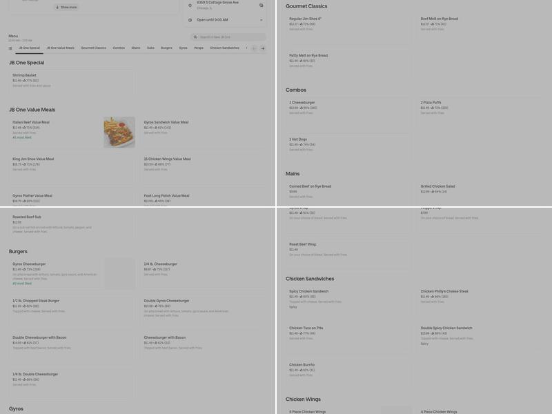 jb One Menu