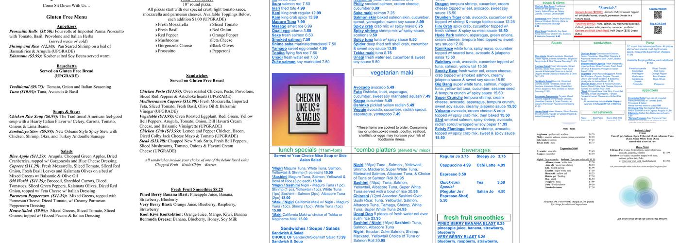 The Sit Down Cafe & Sushi Bar Menu