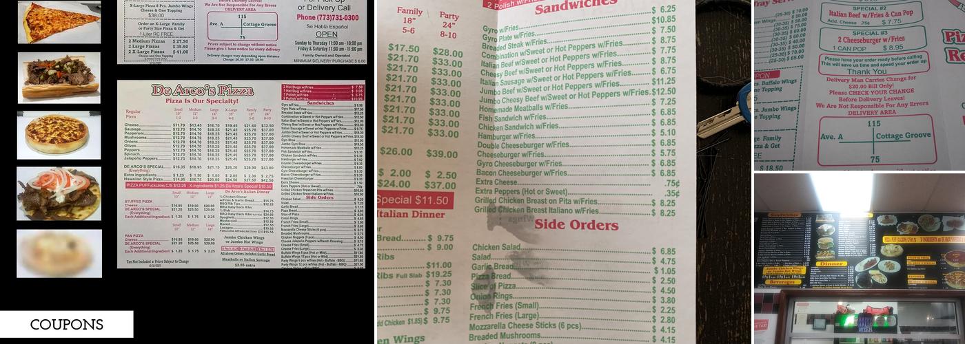 De Arcos Pizza Menu