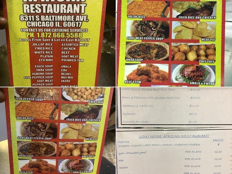 Southside African Restaurant Menu