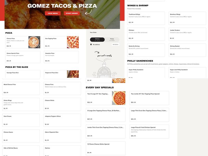 Gomez Tacos & Pizza Menu