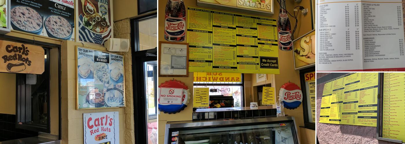 Carl's Red Hots Menu