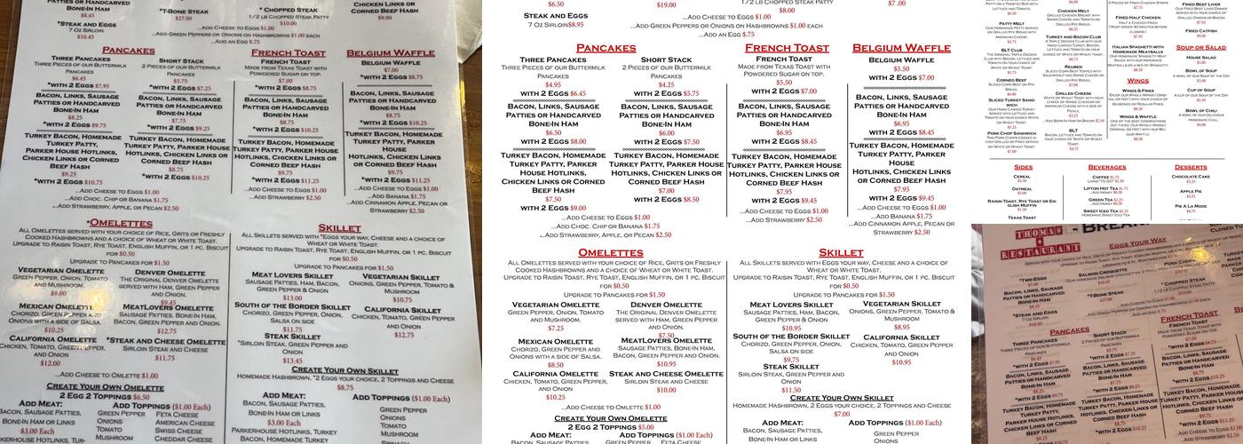 Thomas Restaurant Menu