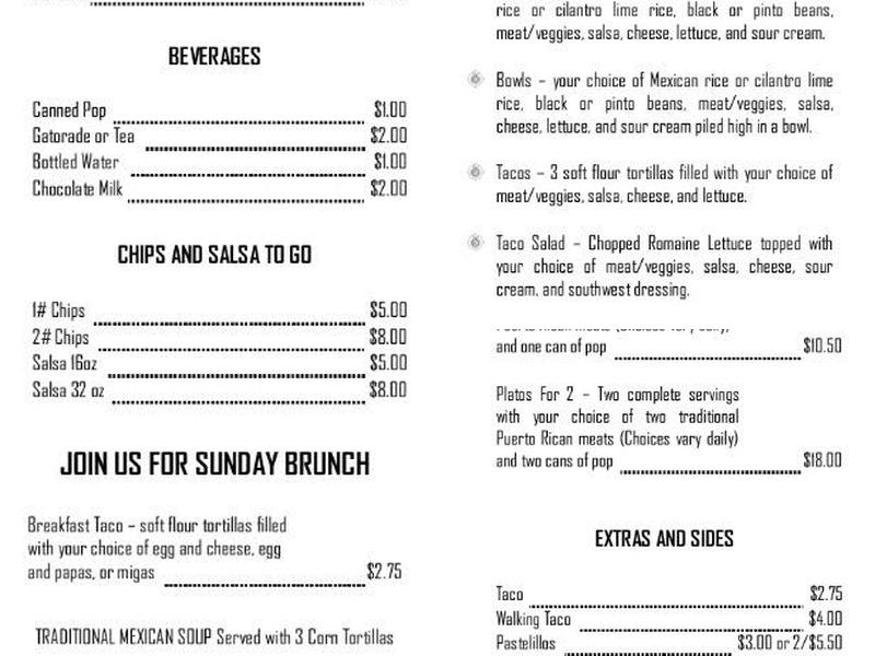 Dos Eppi's Menu