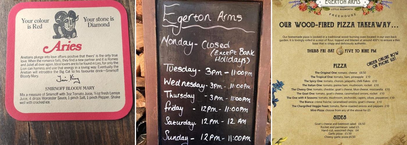 Egerton Arms Menu